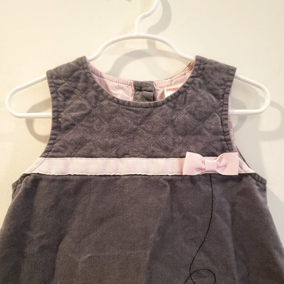 Gymboree Poodle Dress 1950s Style Skirt Grey Corduroy Pink Ribbon Size 3T - Picture 3 of 6